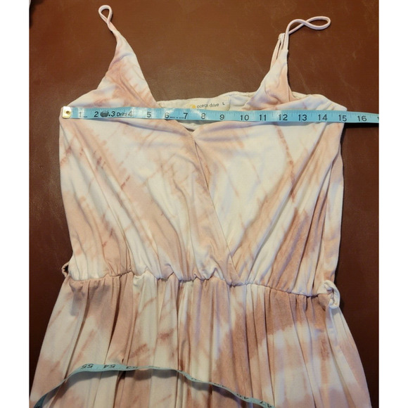 Ocean Drive Pink Tie Dye V-Neck Beach Summer Bodice Tank Dress Womens Size Large - Picture 4 of 10